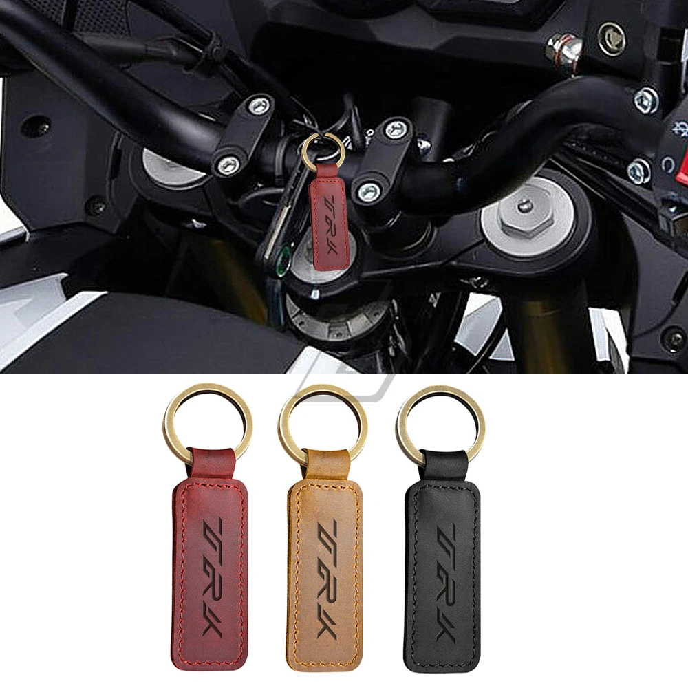 For Benelli TRK 251 502 502X Adventure Motorcycle Cowhide Keychain Key Ring