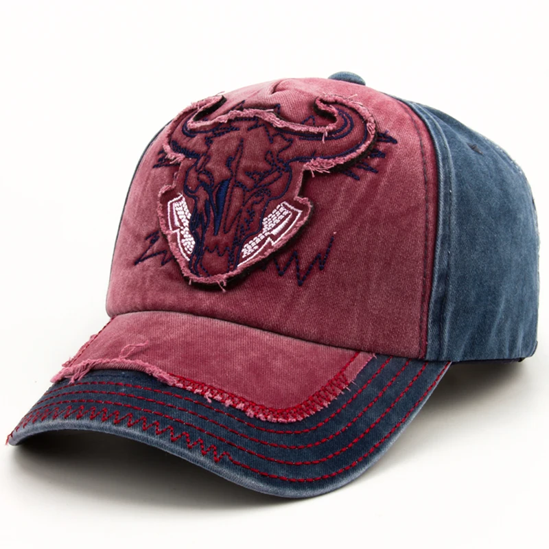 CNTANG-gorra de béisbol con bordado de cabeza de toro para hombre y mujer, gorro de béisbol con bordado de cabeza de Toro, Snapback de algodón