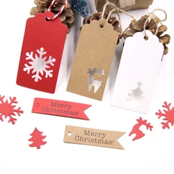 Etiquetas de papel de la serie de Navidad, 50 piezas, Feliz Navidad, manualidades, etiquetas colgantes, suministros para envolver regalos, accesorios para regalos de navidad