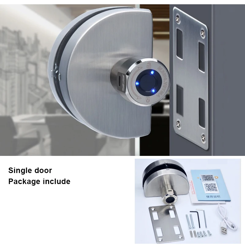 

Frameless Glass Door Fingerprint Lock Flat Sliding Door Single Open Double Door Electronic Lock