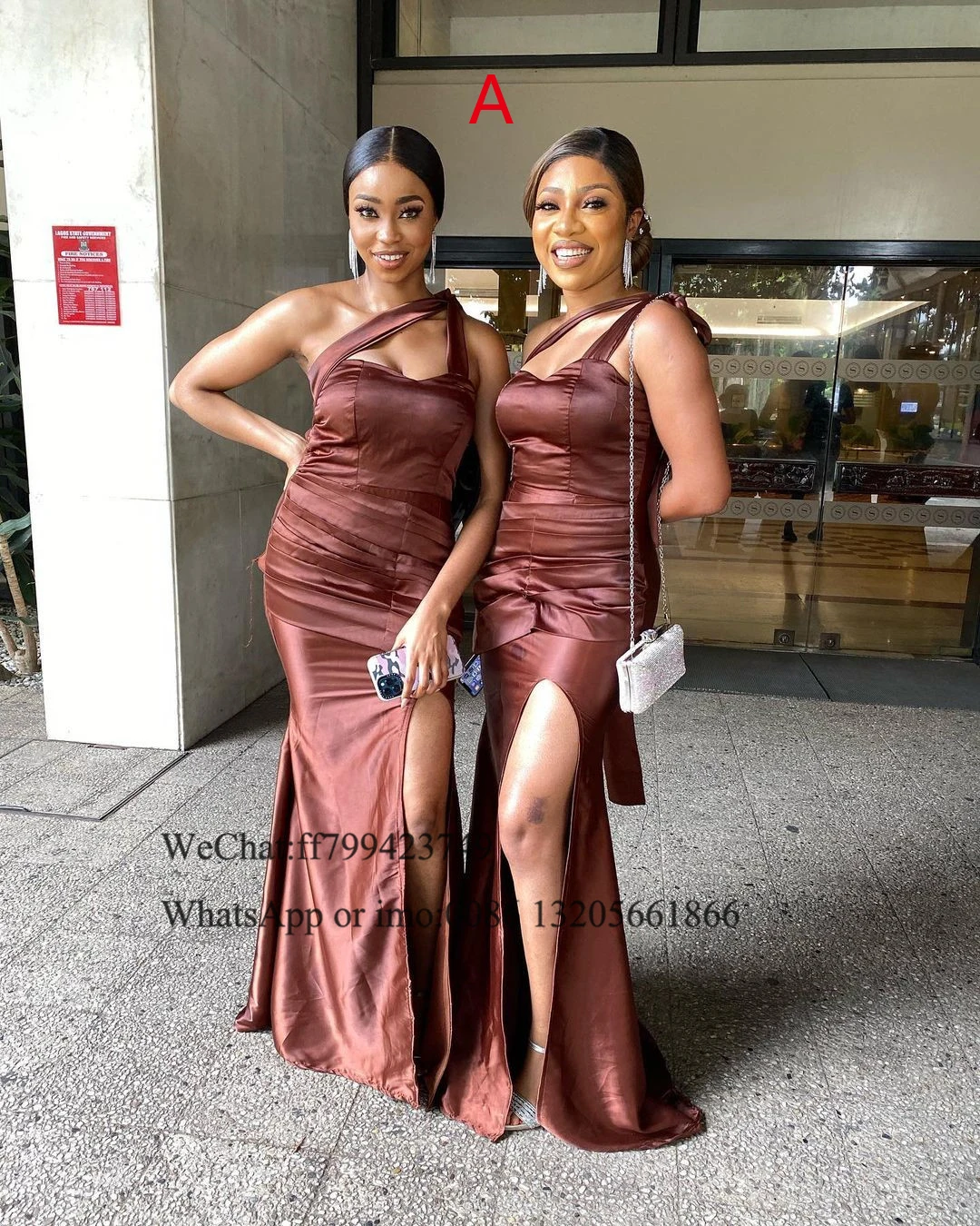 Chocolate Mermaid Long Bridesmaid Dresses One Shoulder Sweetheart Neck Split Maid Of Honor For African Women Wedding Party Dress