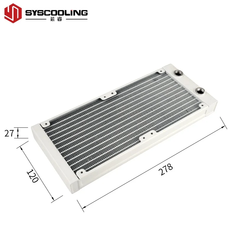 Imagem -03 - Syscooling-trocador de Calor de Refrigeração de Água Radiator120 de Alumínio Branco 240 360 mm Espessura 27 mm Rosca g1 Faça Você Mesmo Sistema de Refrigeração