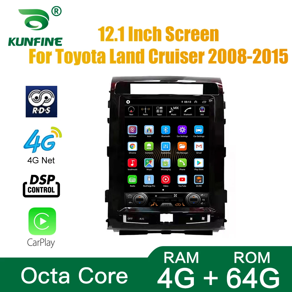 Tesla Screen Octa Core 4GB RAM 64GB ROM Android 10.0 Car DVD GPS Player Deckless Car Stereo ForToyota Land Cruiser 2008-2015