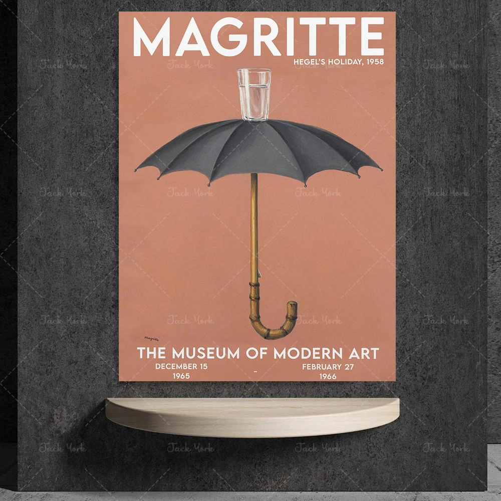 Rene Magritte Art Exhibition Poster, Hegel's Holiday 1958 Print, Umbrella Poster, Vintage Art, Abstract Poster, Printable High