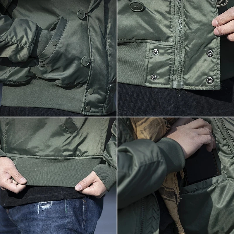 Men\'s Winter Thick Military Tactical Jacket Warm Trench Fur Collar Hooded Outwear Flight Pilot Coats Bomber Army Cotton Parka