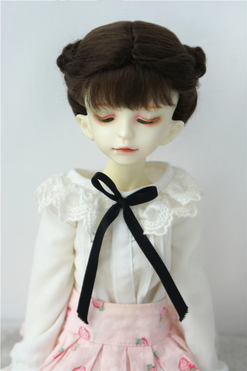 Doll For Girl! 1/4 MSD  Mohair Doll Wigs    7-8inch Ancientry  Twins Buns  Hair Style  High horsetail  BJD wig