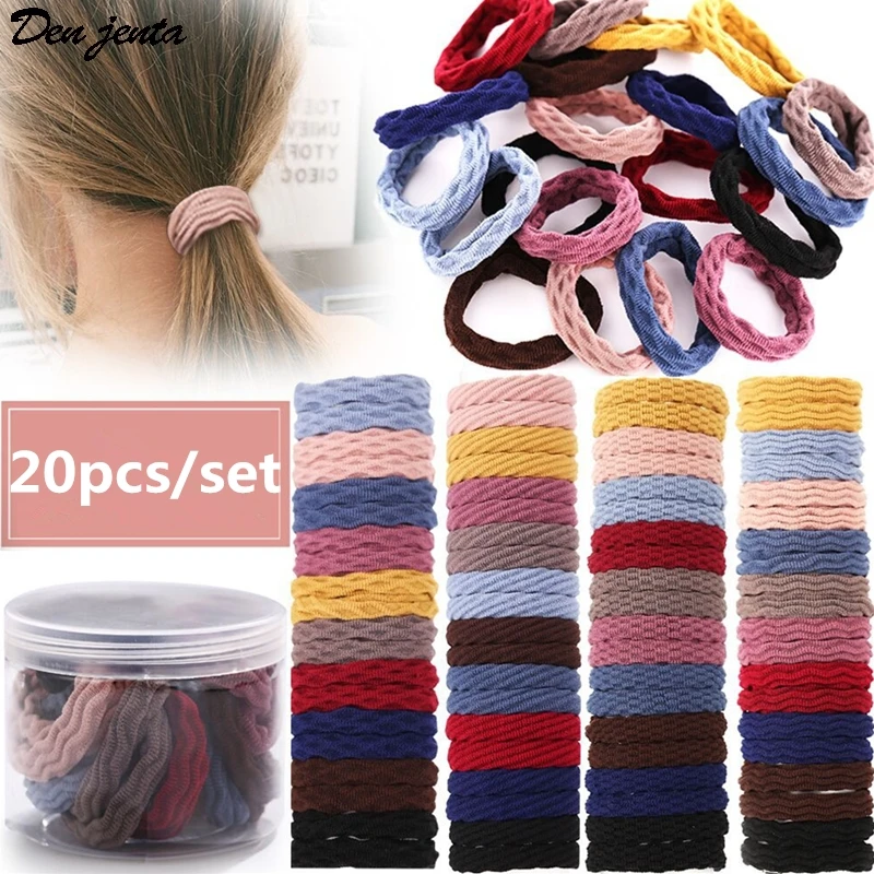 20pcs/Set Colorful Mixed Color Cotton Hair Rope Hair Band Girls Woman Elastic Hair Bands Ponytail Holder Hair Accessories