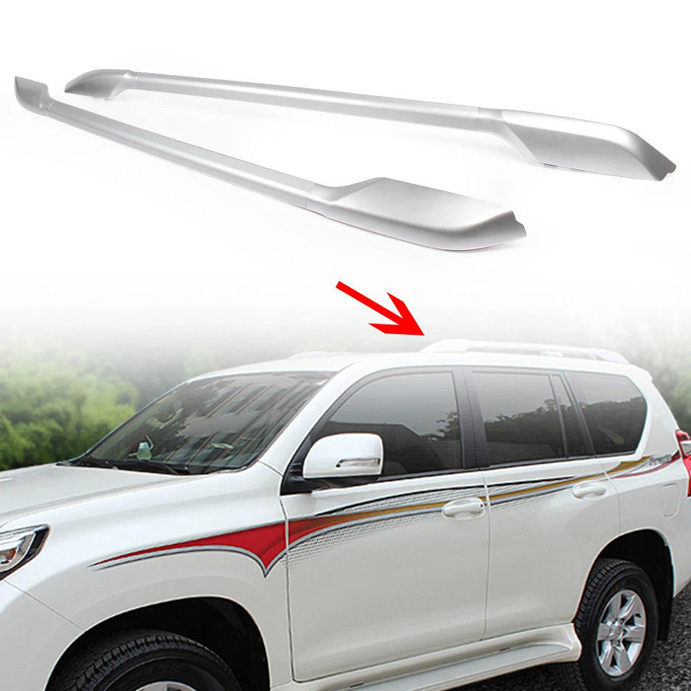 

Silver Car Roof Rack Rail Side Luggage Carrier Bars For Toyota Prado FJ150 2010 2011 2012 2013 2014 2015 2016 2017 2018