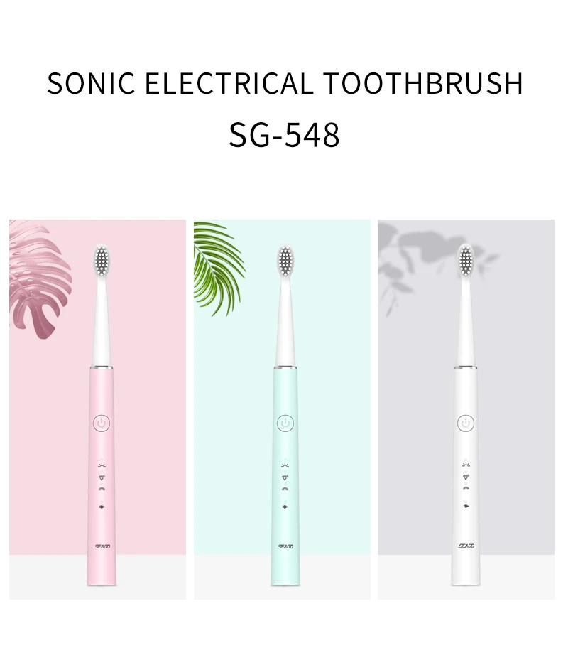 

2020 NEW USB Rechargeable Electric Toothbrush Sonic Tooth Brush for Female and Girl with 8 soft Brush head