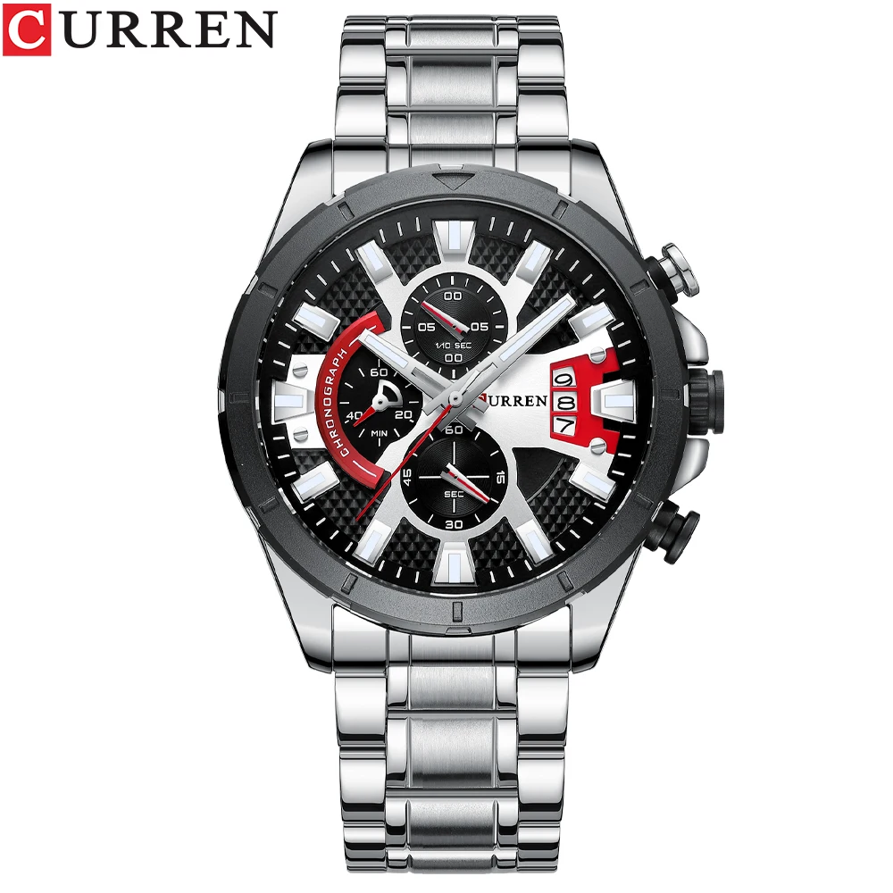 CURREN New Watches for Men Top Luxury Brand Simple Quartz Wrist Watch Mens Stainless Steel Waterproof Male Clock Sport Watch