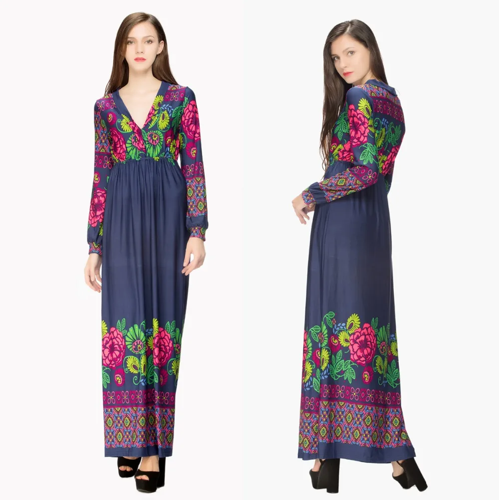 

For Summer Maxi Dresses Plus Size Women Bohemian Dress Leopard Print Floral Long Sleeve Ice Silk Vestidos 5XL HJ192