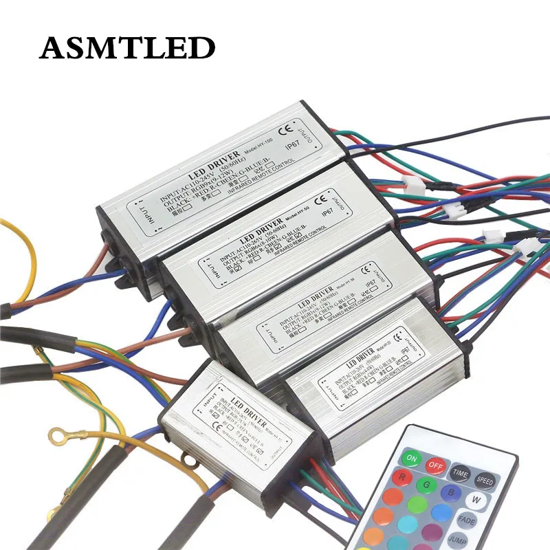 10W 20W 30W 50W 100W RGB Waterproof IP67 High LED Driver AC110-245V Input Electronic RGB Chip Power Supply Transformer