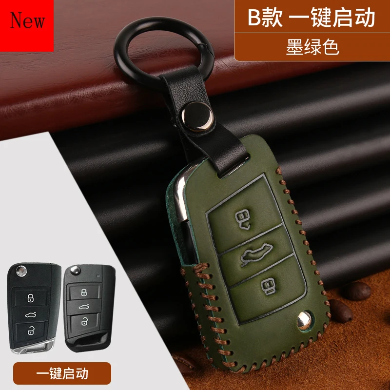 High-Quality Leather Car Smart Key Case Cover for Volkswagen Sagitar Bora Magotan Tiguan Passat Lamando Tayron Car Accessories