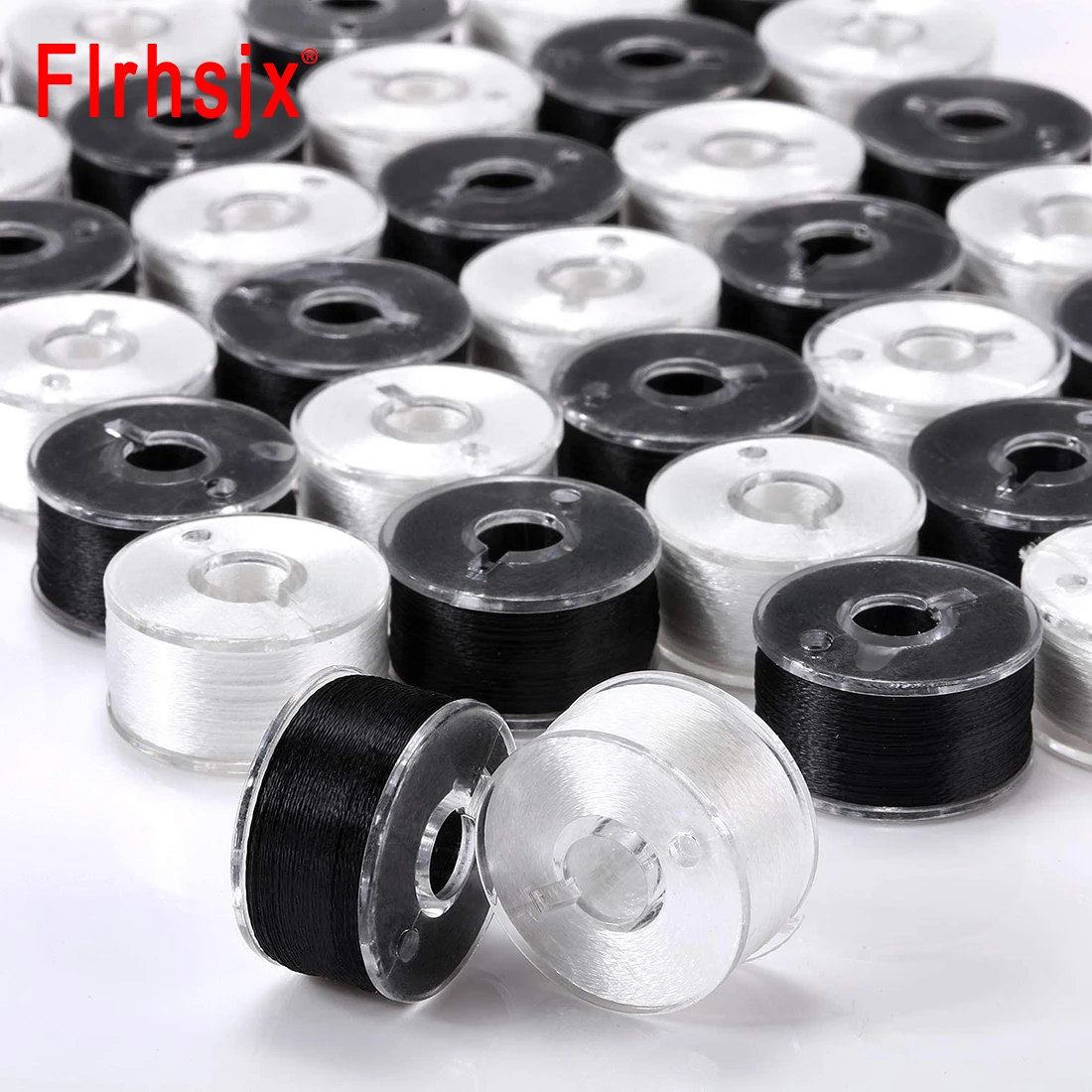 FLRHSJX Sewing Thread Bobbins Spools Sewing Machine Bobbins with Thread for Home Machine DIY Sewing Accessories Black and White