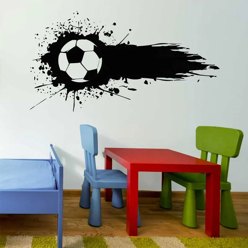 

Soccer Ball Breaking Through Wall Vinyl Decal Kids Boys Room Wall Art sticker Soccer Gym Sports Vinyl Sticker wallpaper S319