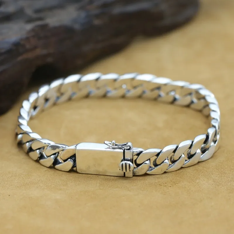 7MM-8MM  BOCAI New Solid S925 Silver Jewelry Fashion Punk Style Hipster Men and Women Bracelet