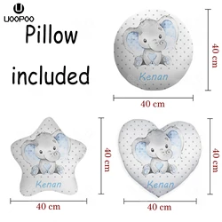Custom Baby Pillow Heart / Star / Round Shap Elephant Throw Pillow Home Decoration Cushion Wedding Lovers / Cute Fun Baby Gift
