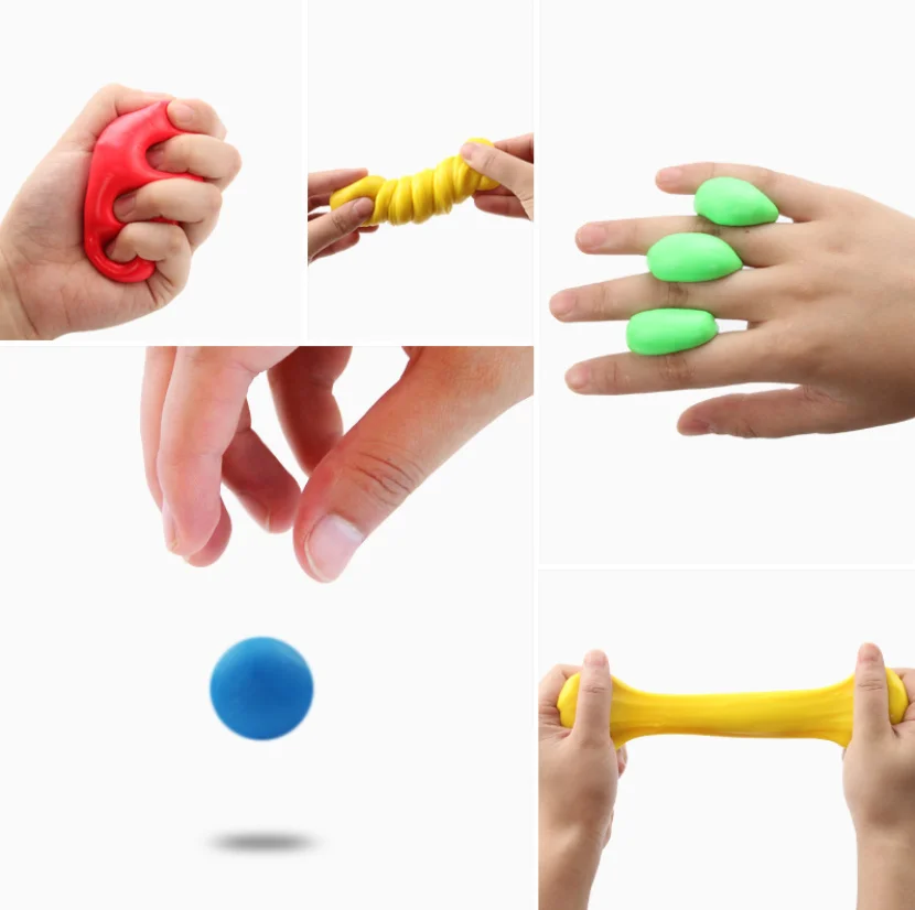 4pack/set Rehabilitation Slime Supplies Toys Fingers Hands Grip Strength Trainer Soft Clay Light Plasticine Playdough Slime Toys