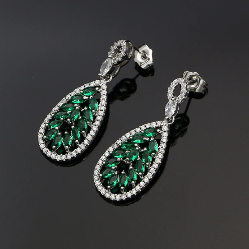 5 Colors Choice Cubic Zirconia Stone Silver 925 Drop Earrings for Women Party Dangle Earrings