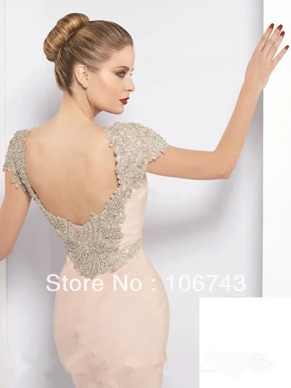 Gratis Verzending 2018 Maxi Debutante Brides Plus Size Champagne Schede Prom Gown Met Kralen Kapmouwtjes Bruidsmeisje Jurken