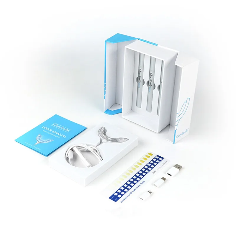 Smart Blue LED Light Timing Teeth Whitening Kit for Android IOS Cellphone With Mouthpiece Carbamide Peroxide Gel Bleaching