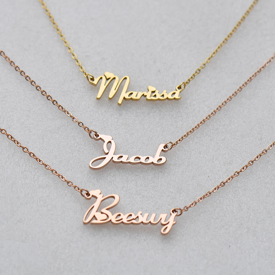 Jimena Name Necklace Custom Nameplate Pendant Stainless Steel Gold for Women Girls Birthday Wedding Christmas Mother Gift