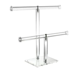 Clear Acrylic Round Bracelet Display Holder 2 Tier T-Bar Jewelry Display Bracelet Display Holder Stand Display Organizer