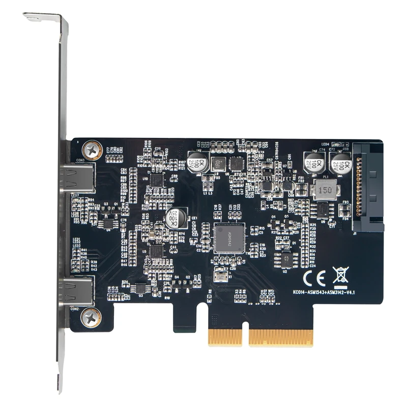 Tarjeta de expansión PCI-E a doble tipo C, 2 puertos, 10gbps, tarjeta adaptadora de interfaz dual de alta velocidad tipo 3,1, asm1142, chipset