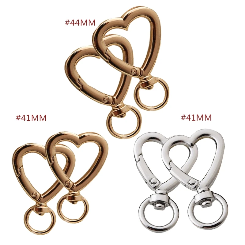 2pcs Bag Accessories Handbags Clasps Handle Heart Lobster Metal Clasp Clips Hooks Key Rings