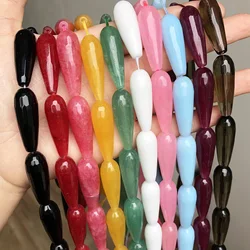 10*30mm Water Drop Angelite Jades Stone Beads Natural Faceted Loose Spacer Beads for Jewelry Making DIY Bracelet Accessories
