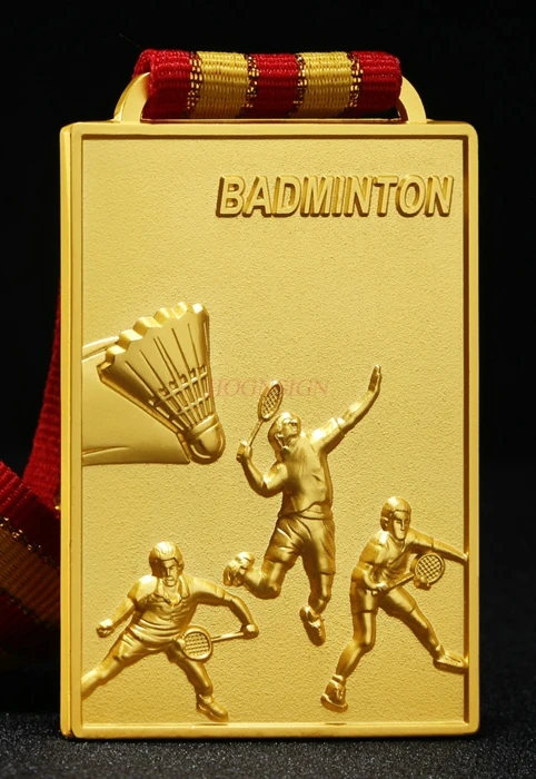 Metal Square Medal Badminton Competition General Medal School Games Gold, Silver And Bronze 2021