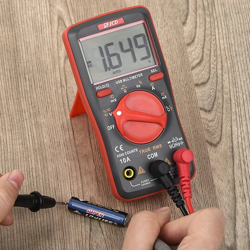 JCD UM16 Digital Multimeter Volt Meter Auto Ranging TRMS 6000 Counts Measures Temperature Voltage Tester with Backlight Portable