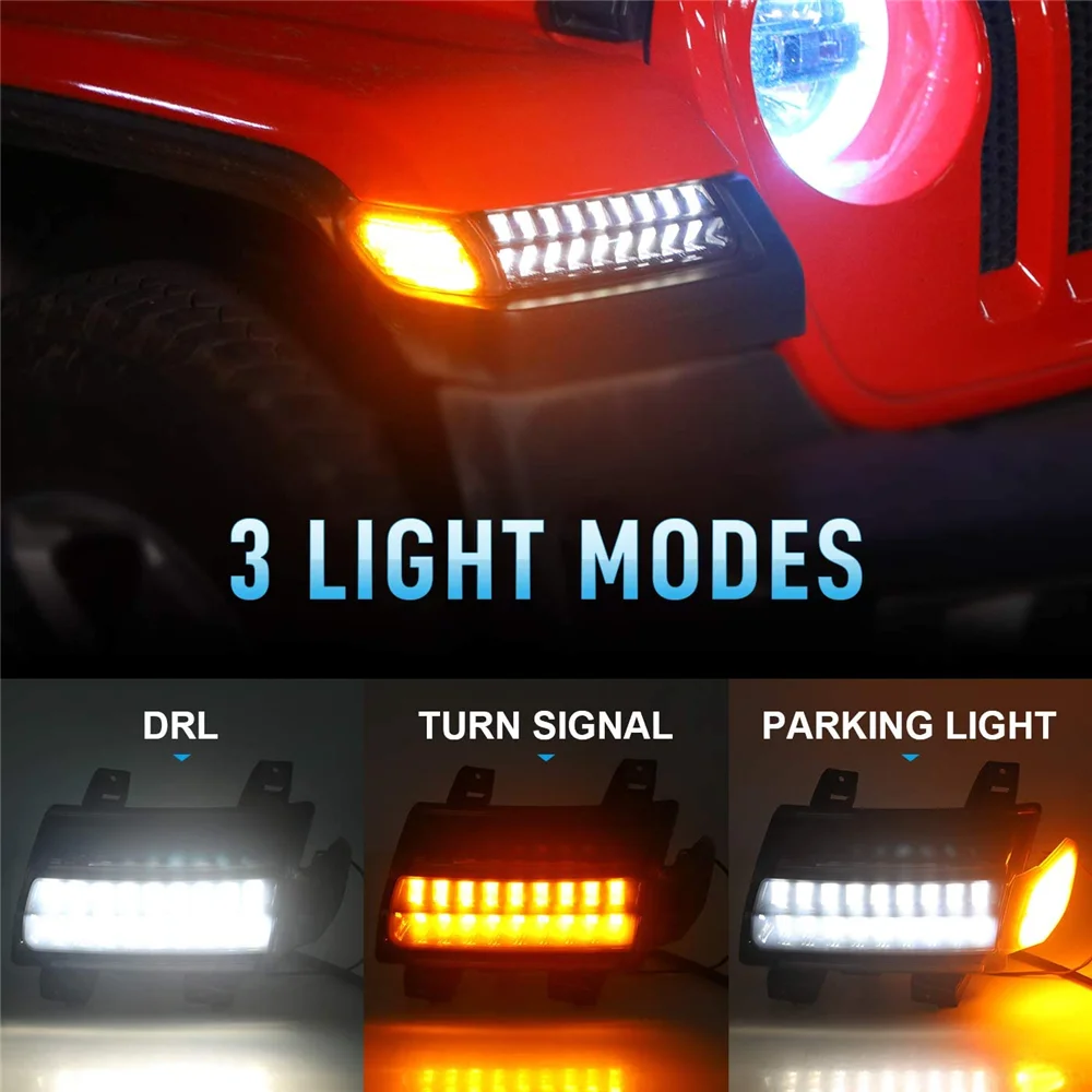 Amber Turn Signal Lamp For Jeep JL Offroad Rubicon Sahara 2018+ Daytime Running Light Side Maker Lights Front Fender Flare Light