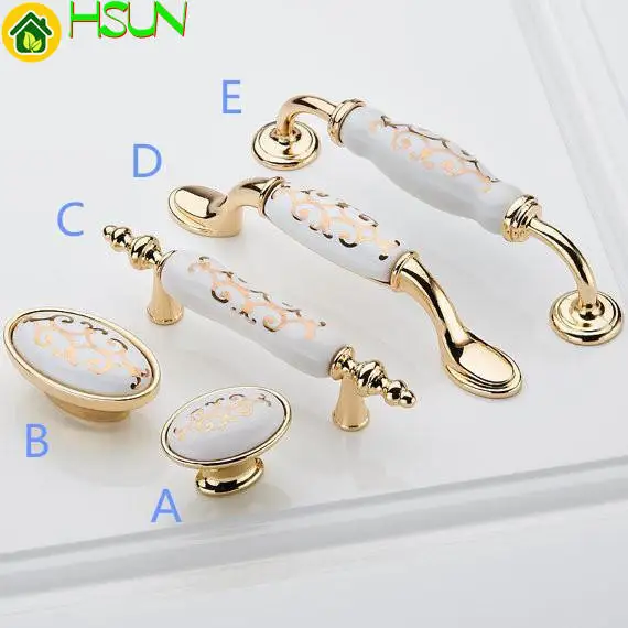3'' 3.75'' 5'' Dresser Knobs Pulls Drawer Knobs Pulls Handles Cabinet Knobs Handles Ceramic White Gold Kitchen Cupboard Handle