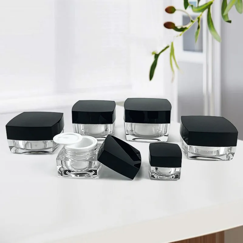 

5g/10g/15g/30g/50g Square Refillable Bottles Cosmetic Empty Jar Acrylic Pot Eyeshadow Acrylic Makeup Bottle Jar Face Cream Box