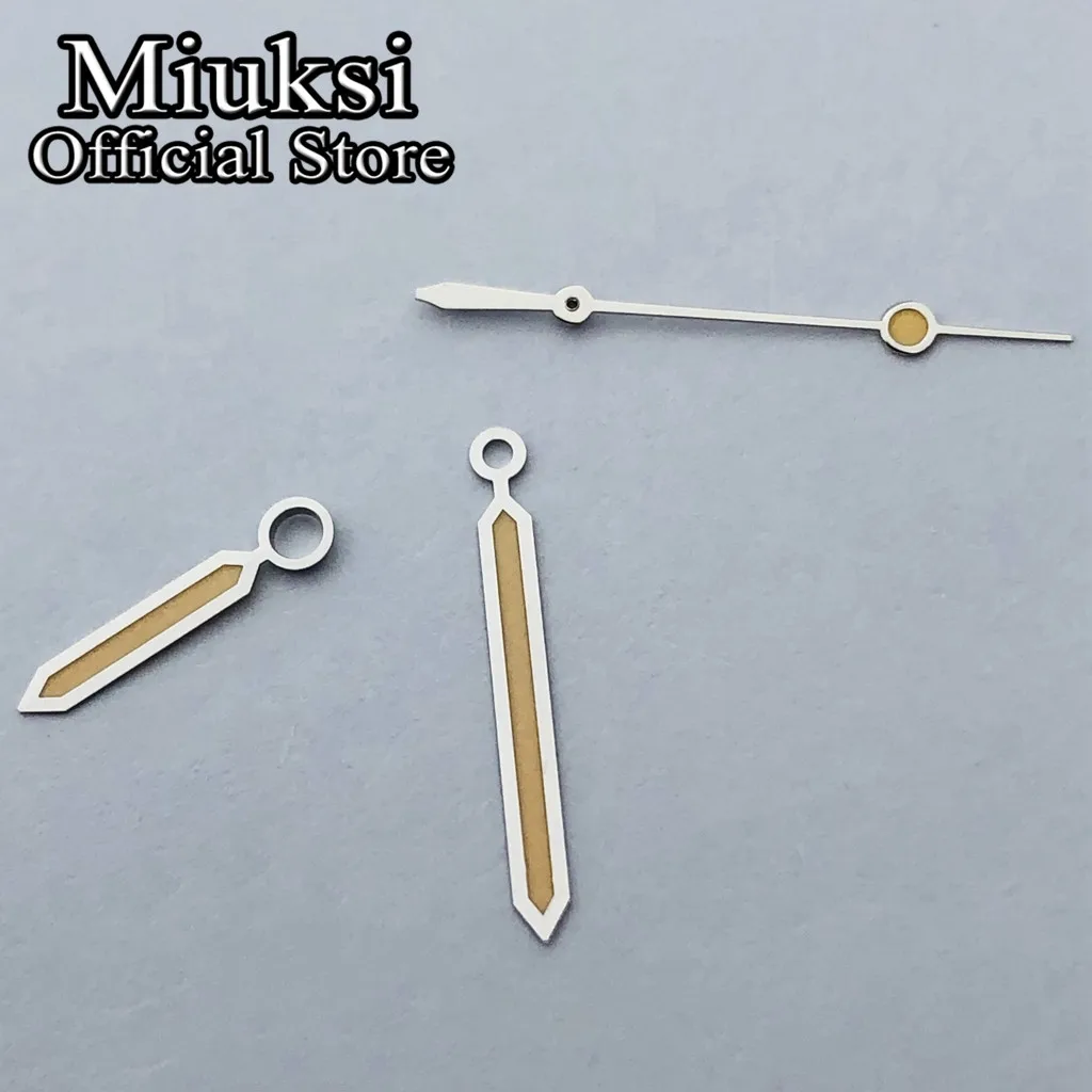 Miuksi silber-gelbe Uhrzeiger, grün leuchtende Zeiger, passend für NH35 NH36 Miyiota 8215 ETA2824 2836 Mingzhu DG2813 3804 Uhrwerke. – Detail 3