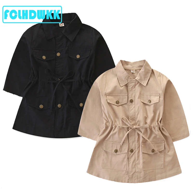 2020 Spring Summer Fashion Baby Girls British Style Kids Jackets Coat Solid Single Breasted Jacket Warm Children Tops 2-7Y hot