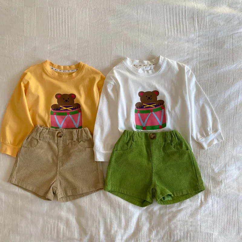 MILANCEL Kids Clothes Corduroy Girls Shorts Solid Boys Shorts Korean Children Pants