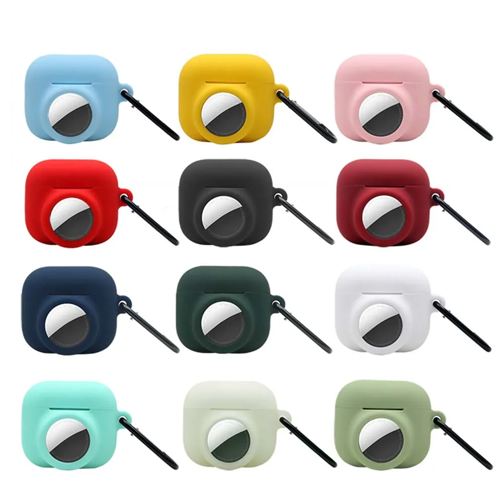 2 in 1 Case For airpods 3 airtag Cover Soft Silicone airpod Color Hook Conjoined Holder