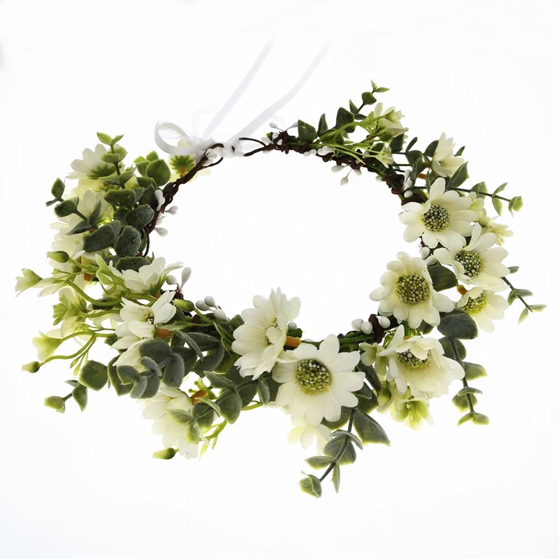 

Daisy Flowers Crown Festival Headpiece Women Hair Accessories Headdress Girl Baby Crown Floral Garland Wedding Floral Headwear