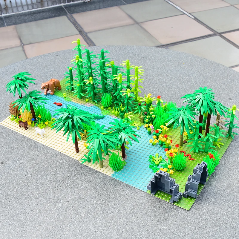 MOC – blocs de construction de forêts tropicales, animaux, dinosaures, blocs de construction, jouets Jurassic World Dino