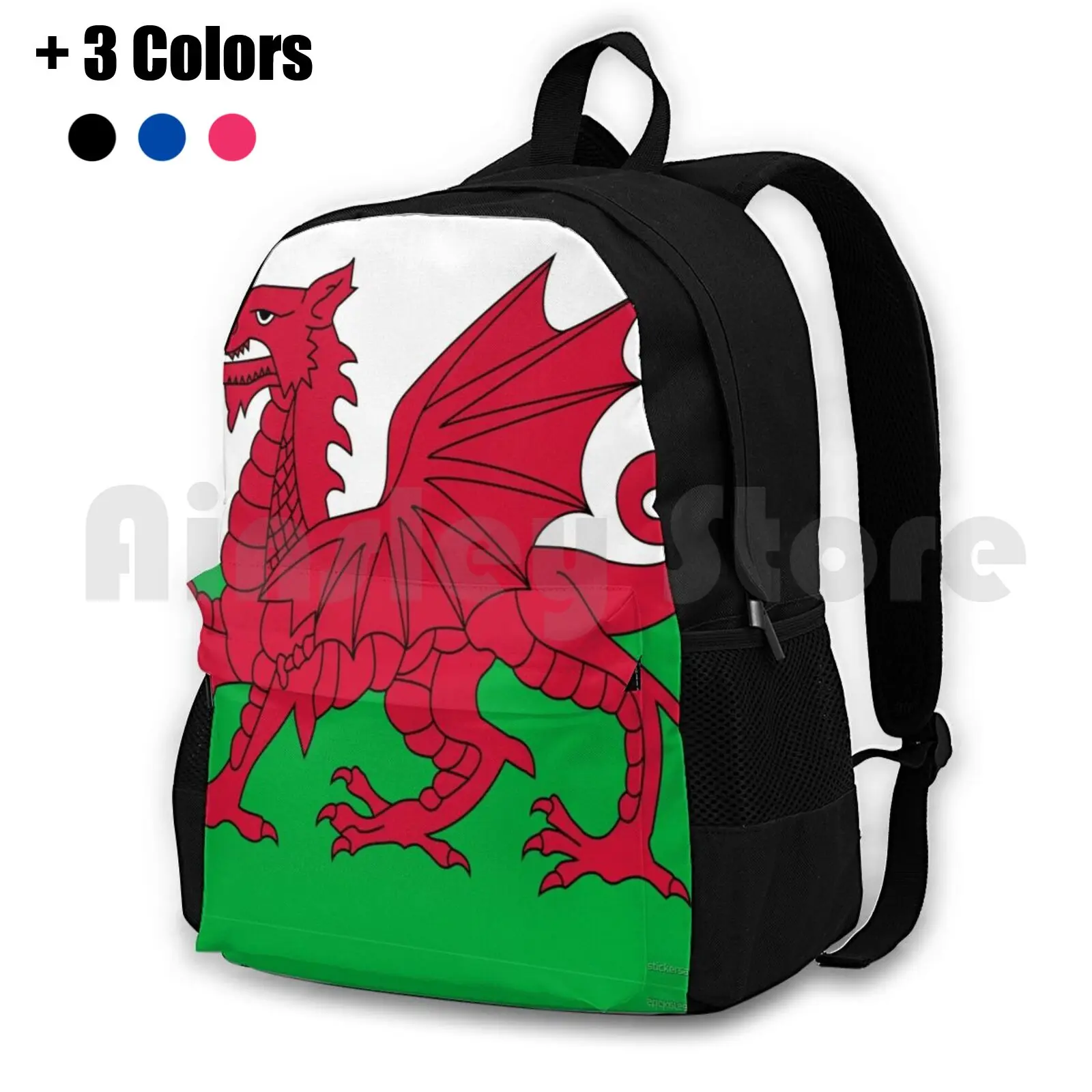 Welsh Flag-Wales Red Dragon Outdoor Hiking Backpack Riding Climbing Sports Bag Welsh Flag Wales Flags Language Culture Dialect