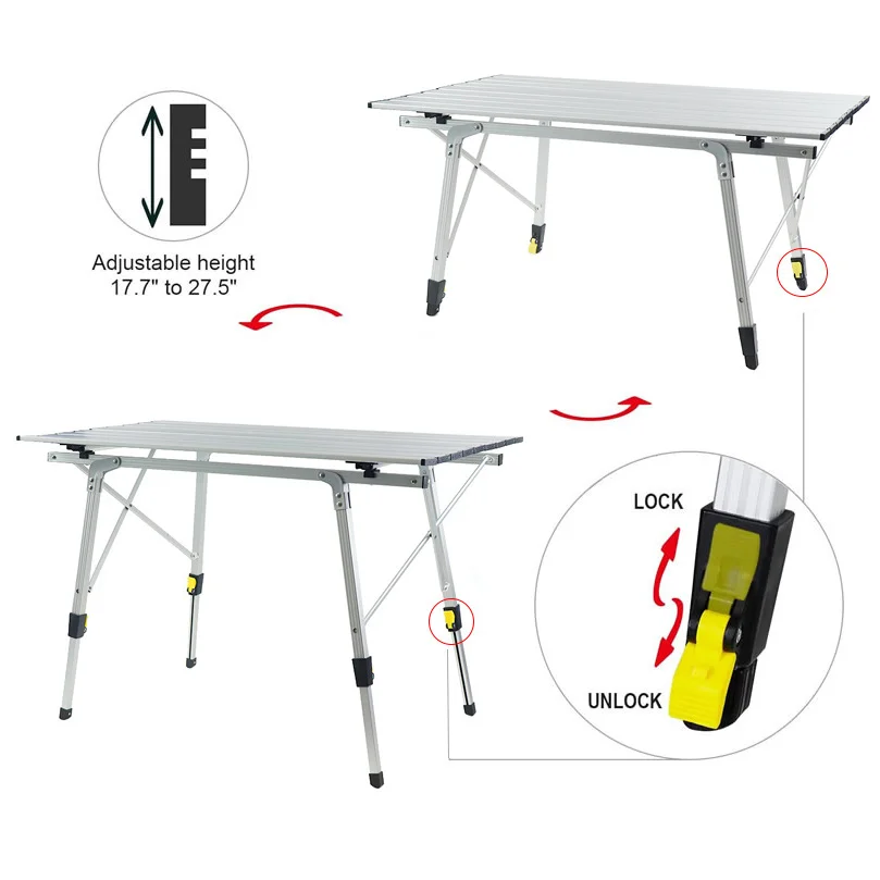 Camp Outdoor Folding Table 7075 Aluminum Alloy Folding Table Method High Temperature Resistance For Fishing Picnic Barbecue