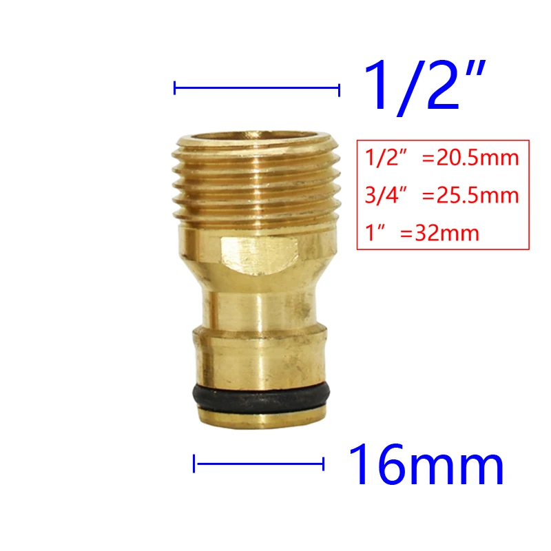 Conector rápido de latón con rosca de 1/2 ", 3/4", 1 ", adaptador de riego de jardín, manguera de cobre para riego por goteo, accesorios de conector rápido, 1 Uds.
