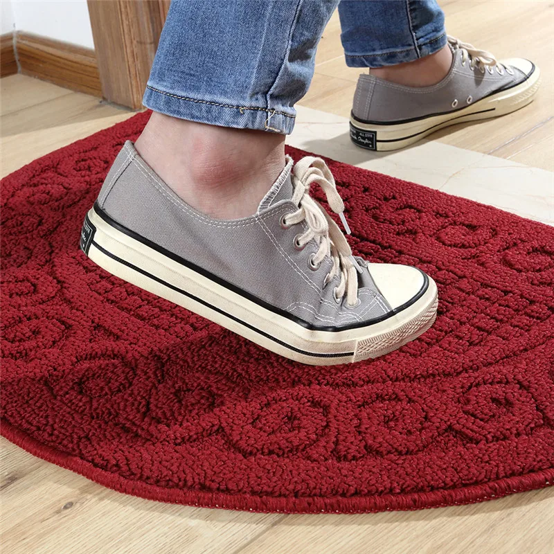 Einfarbig Retro Semi-rund Staub Entfernung Tür Matte Hause Haushalt Bad Nicht-slip Boden Teppich – Detail 4