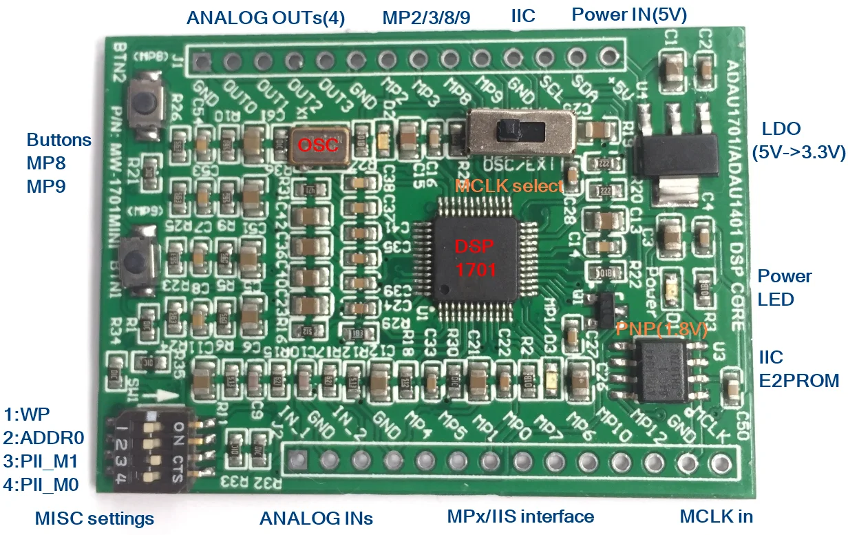 

Adau1701 / adau1401 DSP mini core board