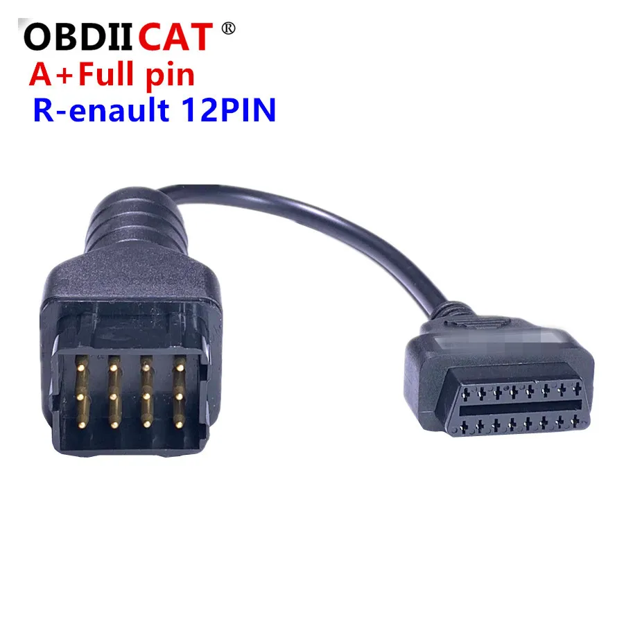 

A++ Quanlity 12Pin to 16pin obd2 OBD II Connector Adapter 12 pin Car Diagnostic Cable 16 PIN Vehicle Electronics