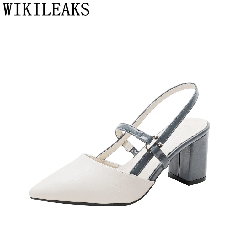 Block Heels Summer Shoes Woman Luxury Sandals Fetish High Heels Sandals Women Ladies Shoes Chunky Heels Leather Sandals Women