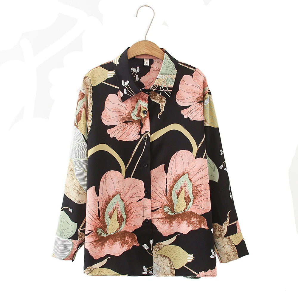 2020 Spring &Summer Woman Long Sleeve Preppy style Floral Chiffon Blouse