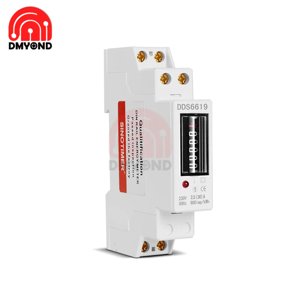 Single-phase rail type electric energy meter 1P watt-hour meter 30A 60A230V 18mm Analog Energy Meter Single Phase 2 Wires Kwh AC